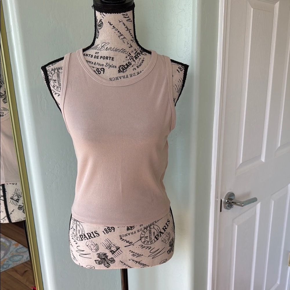 Fitted Tan Sleeveless “Cropped” Tank Top NWOT